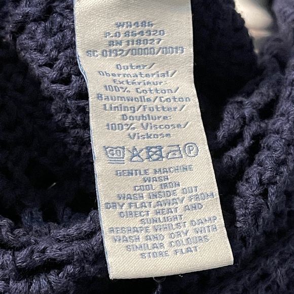 Boden Navy Crochet Knit Tunic Dress Open Knit Beach Cover Up Boho Resort Size 6R - Picture 8 of 9